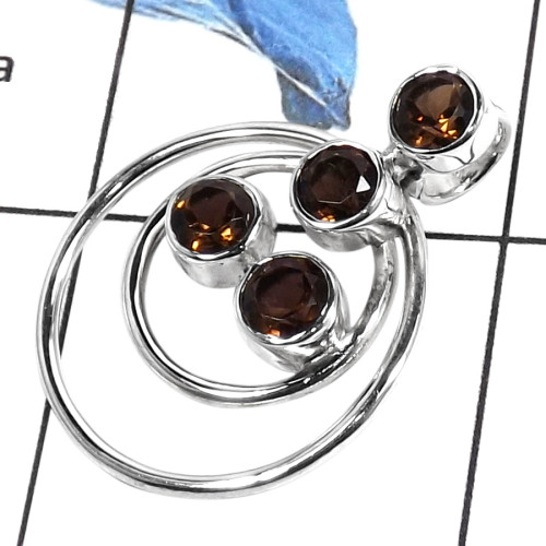 Smoky Quartz G - SSP739-Amazing Cut Gemstones Fashionable Party wear Designer Pendants 925 Sterling Silver