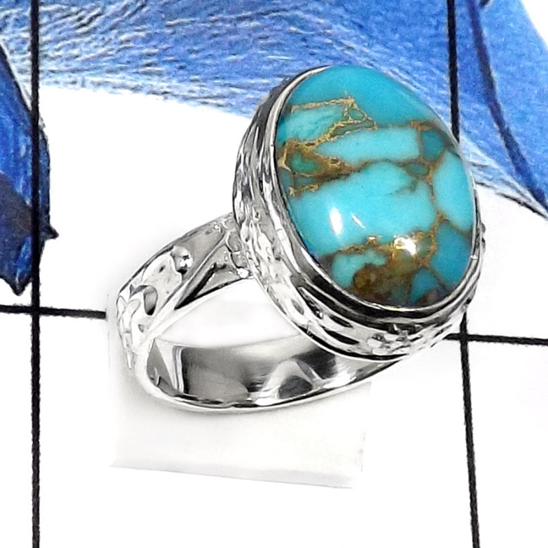 Blue Copper Turquoise C - RSS800-Stunning Cabochon Gemstone Designer Wholesale Designer Rings 925 Sterling Silver Blue Copper Turquoise C - RSS800-Stunning Cabochon Gemstone Designer Wholesale Designer Rings 925 Sterling Silver