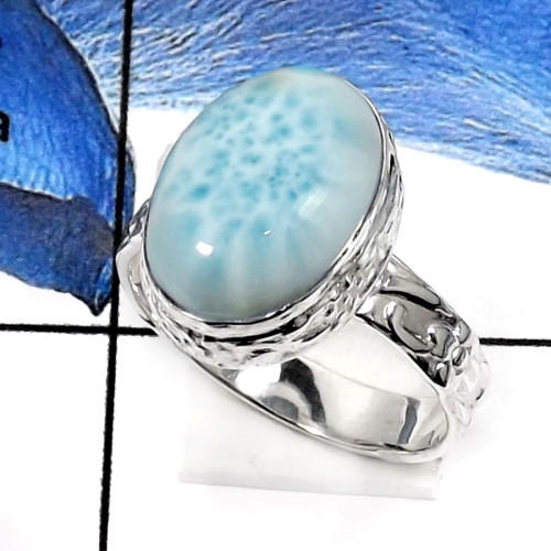 Larimar Cab L - RSS799-Natural Gemstone Colorful Designer Women's Rings 925 Sterling Silver Larimar Cab L - RSS799-Natural Gemstone Colorful Designer Women's Rings 925 Sterling Silver