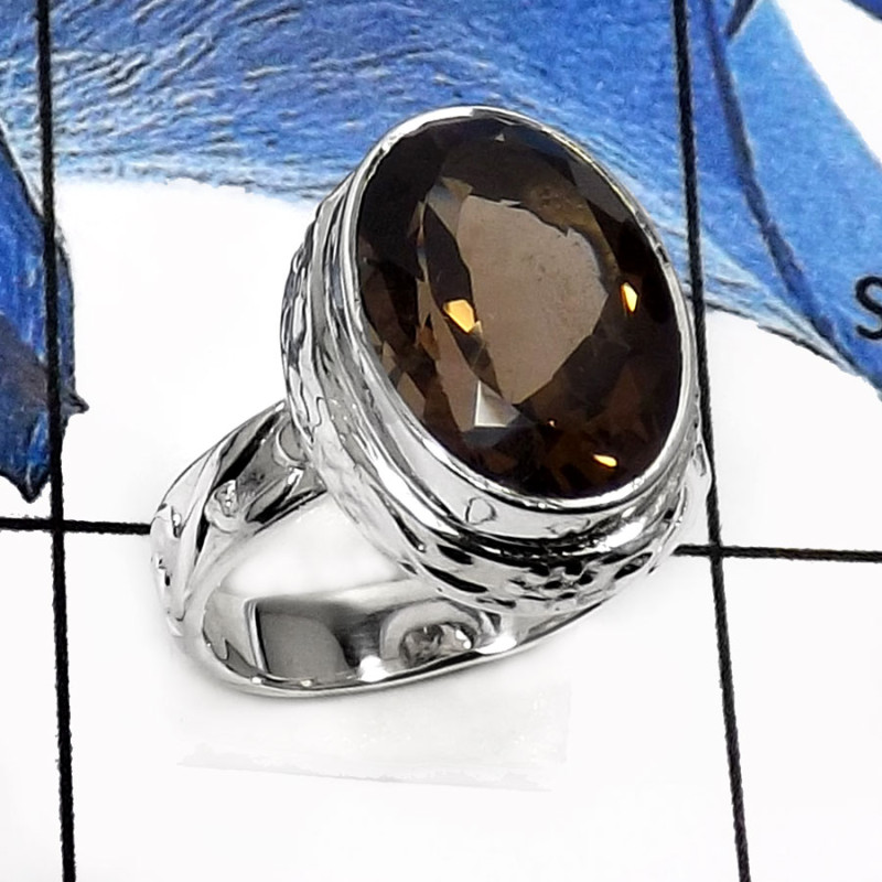 Smokey Quartz N - RSS799-Natural Gemstone Colorful Designer Women's Rings 925 Sterling Silver Smokey Quartz N - RSS799-Natural Gemstone Colorful Designer Women's Rings 925 Sterling Silver