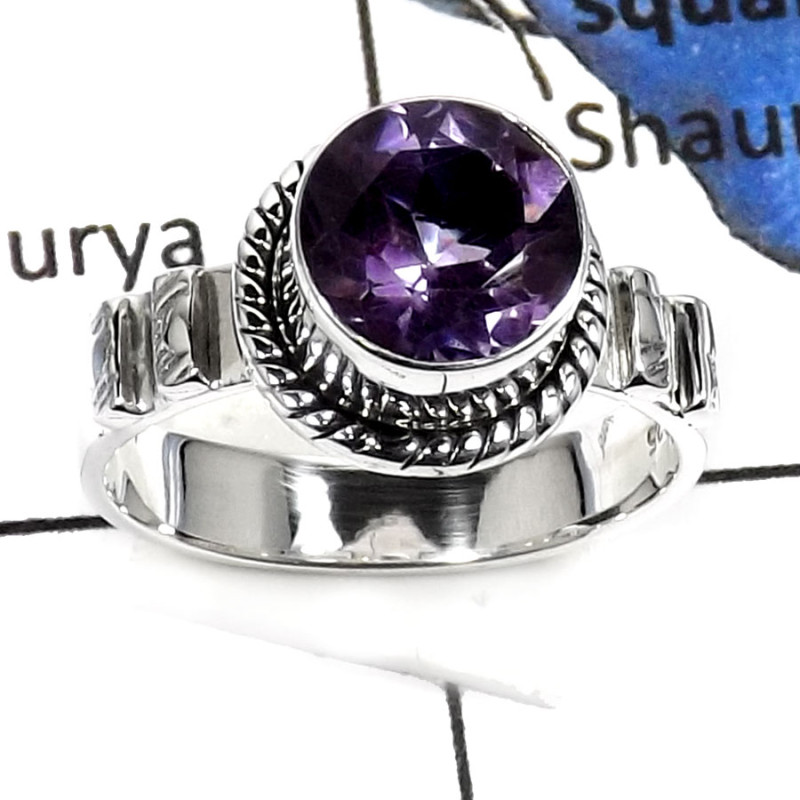 Amethyst Cut D - RSS797-Fabulous Cut Gemstone Designer Fashion Rings 925 Sterling Silver Amethyst Cut D - RSS797-Fabulous Cut Gemstone Designer Fashion Rings 925 Sterling Silver