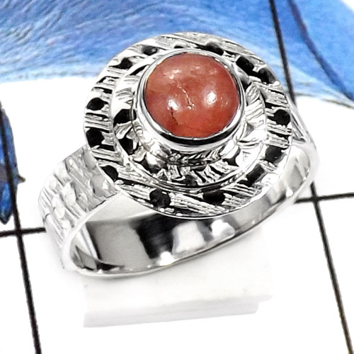 Rhodochrosite F - SDR515-Latest New Design Handmade Wholesale Rings 925 Sterling Silver