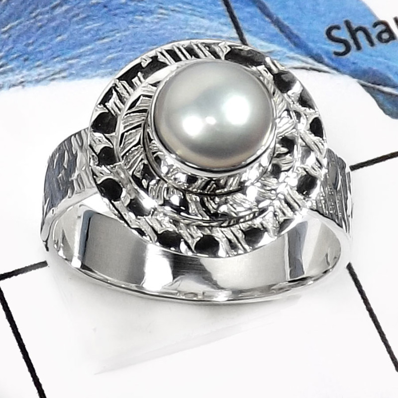 Pearl L - SDR515-Latest New Design Handmade Wholesale Rings 925 Sterling Silver Pearl L - SDR515-Latest New Design Handmade Wholesale Rings 925 Sterling Silver