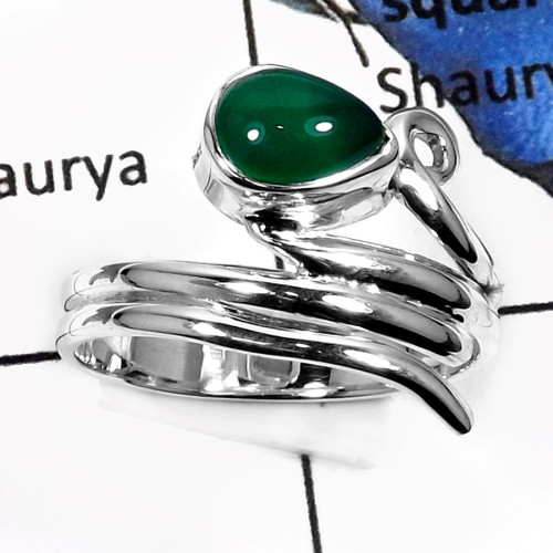 Green Onyx D - SDR514-Stunning Cabochon Gemstone Handmade Designer Rings 925 Sterling Silver