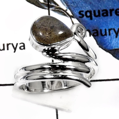 Labradorite Cab E - SDR514-Stunning Cabochon Gemstone Handmade Designer Rings 925 Sterling Silver