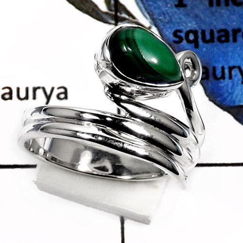 Malachite G - SDR514-Stunning Cabochon Gemstone Handmade Designer Rings 925 Sterling Silver