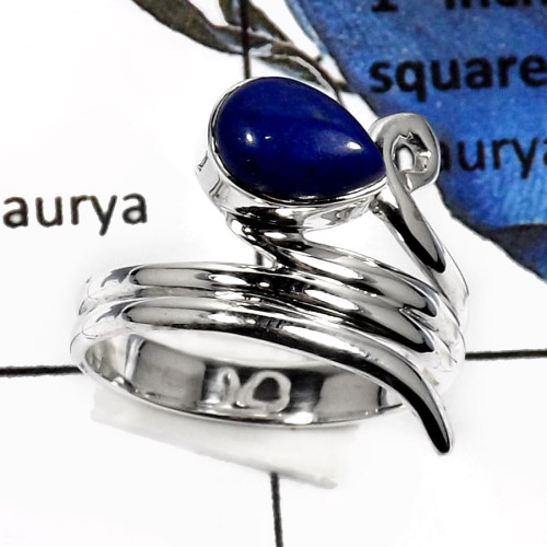 Lapis Lazuli O - SDR514-Stunning Cabochon Gemstone Handmade Designer Rings 925 Sterling Silver