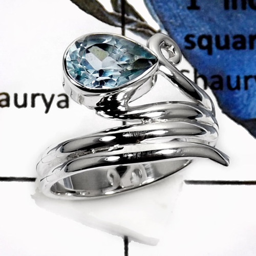 Blue Topaz O - SDR511-Attractive Cut Gemstone Handmade Fashion Rings 925 Sterling Silver Blue Topaz O - SDR511-Attractive Cut Gemstone Handmade Fashion Rings 925 Sterling Silver