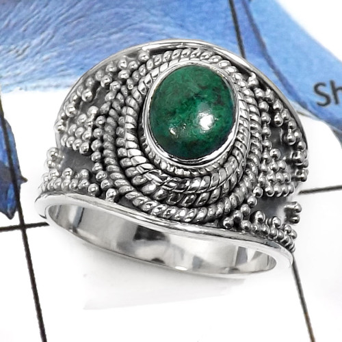 Crysocolla A - RSS795-Valentine Special Handmade Designer Wholesale Rings 925 Sterling Silver