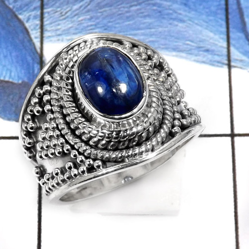 Blue Kyanite A - RSS795-Valentine Special Colorful Designer Gifted Rings 925 Sterling Silver