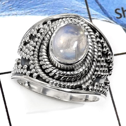 Rainbow Moonstone C - RSS795-Valentine Special Colorful Designer Gifted Rings 925 Sterling Silver