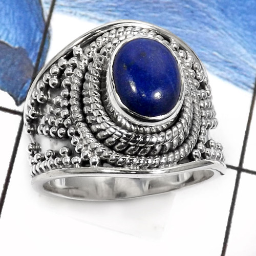 Lapis Lazuli D - RSS795-Valentine Special Colorful Designer Gifted Rings 925 Sterling Silver