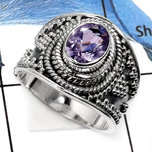 Amethyst Cut F - RSS795-Valentine Special Colorful Designer Gifted Rings 925 Sterling Silver