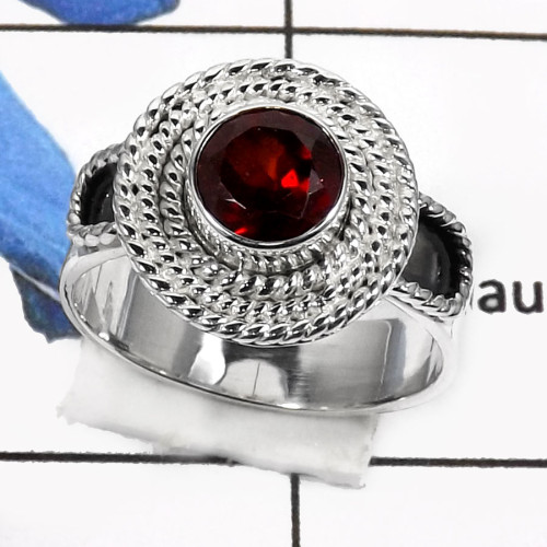 Garnet Cut A - RSS793-Valentine Special Stunning Cut Gemstone Fashion Ring 925 Sterling Silver