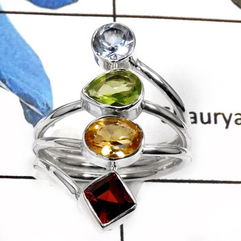 Citirne,Garnet Peridot & Blue Topaz B - RSS792-Valentine Special Gorgeous Handmade Designer Rings 925 Sterling Silver Citirne,Garnet Peridot & Blue Topaz B - RSS792-Valentine Special Gorgeous Handmade Designer Rings 925 Sterling Silver