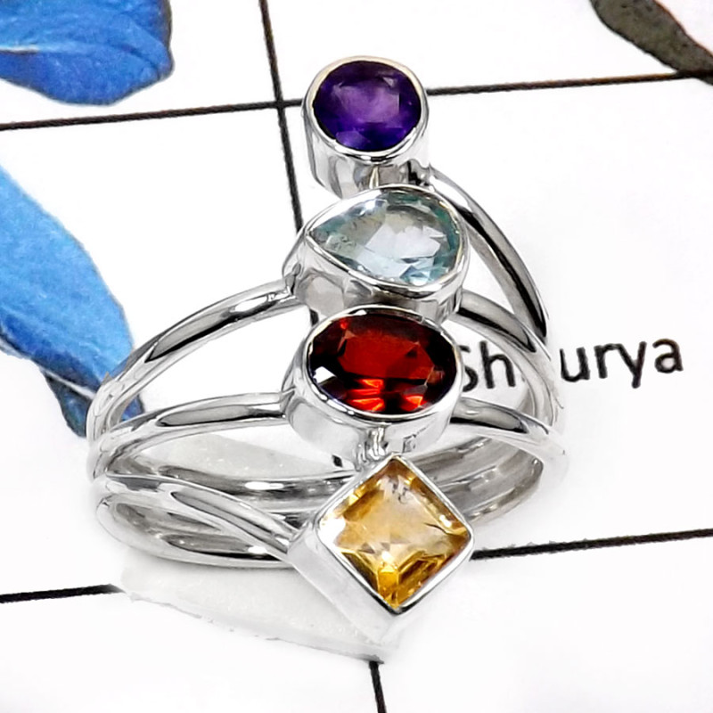 Citrine,Amethyst,Blue Topaz F - RSS792-Valentine Special Gorgeous Handmade Designer Rings 925 Sterling Silver Citrine,Amethyst,Blue Topaz F - RSS792-Valentine Special Gorgeous Handmade Designer Rings 925 Sterling Silver