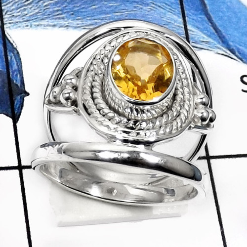Citrine Cut O - RSS791-Valentine Special Elegant Designer Fashion Rings 925 Sterling Silver