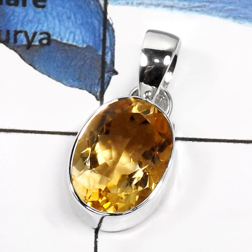 Citrine Cut B - ISP535-Natural Cut Citrine Gemstone Wholesale Pendants 925 Sterling Silver