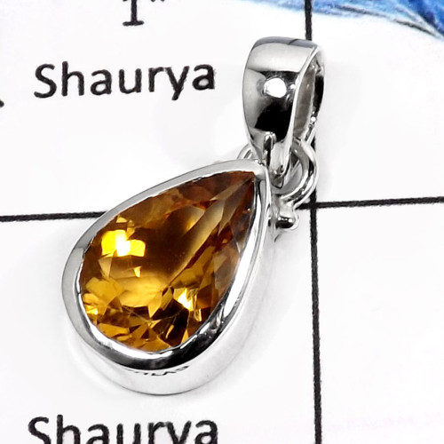 Citirne Cut F - ISP535-Natural Cut Citrine Gemstone Wholesale Pendants 925 Sterling Silver