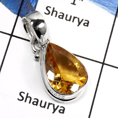 Citrine Cut G - ISP535-Natural Cut Citrine Gemstone Wholesale Pendants 925 Sterling Silver