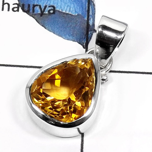 Citrine Cut I - ISP535-Natural Cut Citrine Gemstone Wholesale Pendants 925 Sterling Silver