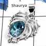Blue Topaz O - SSP738-Beautiful Cut Gemstones Party Look Pendants 925 Sterling Silver