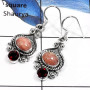 Rhodochrosite & Garnet F - SDE551-Beautiful Cut & Cab Handmade Designer Women Earrings 925 Sterling Silver