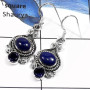 Lapis Lazuli & Iolite Cut G - SDE551-Beautiful Cut & Cab Handmade Designer Women Earrings 925 Sterling Silver