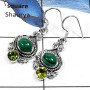 Malachite & Peridot  O - SDE551-Beautiful Cut & Cab Handmade Designer Women Earrings 925 Sterling Silver