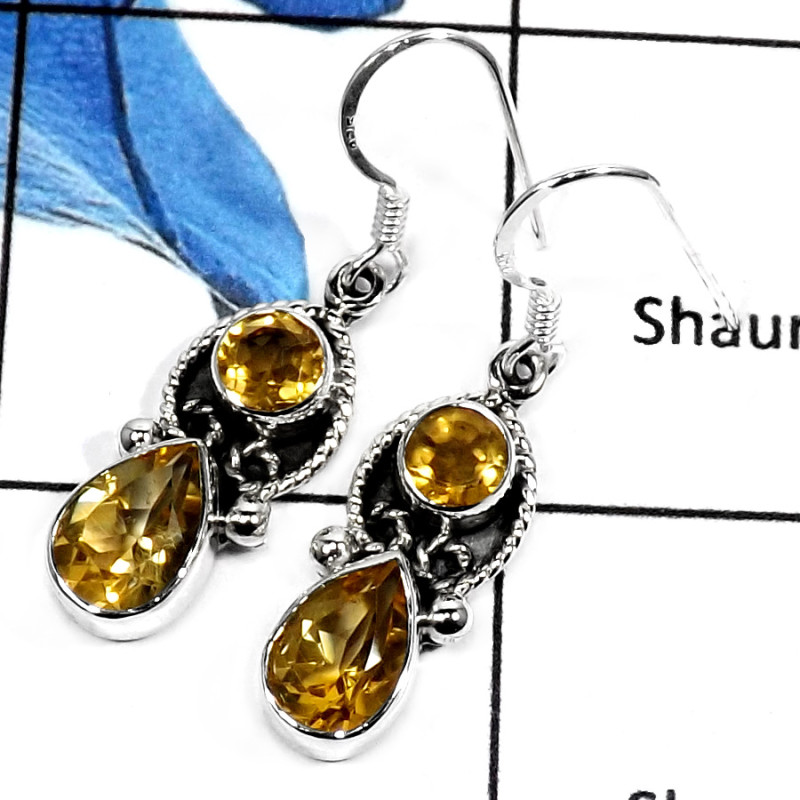 Citrine Cut D - SDE550-ATTRACTING CUT GEMSTONES HANDMADE WOMEN'S EARRINGS 925 STERLING SILVER Citrine Cut D - SDE550-ATTRACTING CUT GEMSTONES HANDMADE WOMEN'S EARRINGS 925 STERLING SILVER