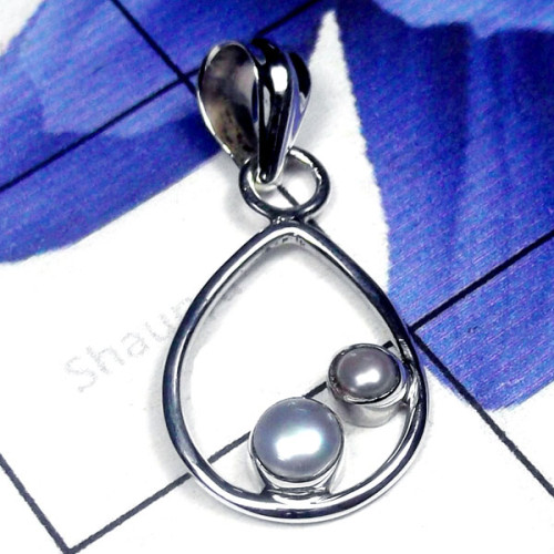 Pearl B - SPP999-Exclusive Silver Beautiful Pearl Gemstone Pendant