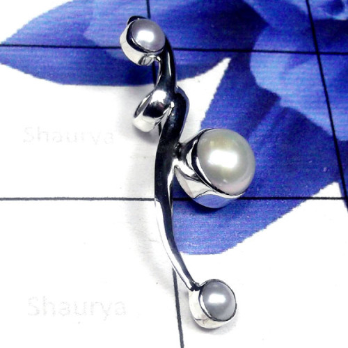 Pearl C - SPP999-Exclusive Silver Beautiful Pearl Gemstone Pendant