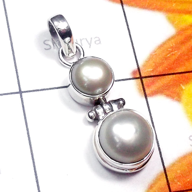 Pearl D - SPP999-Exclusive Silver Beautiful Pearl Gemstone Pendant