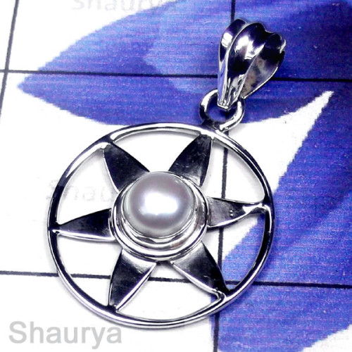 Pearl O - SPP999-Exclusive Silver Beautiful Pearl Gemstone Pendant