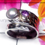 Pearl O - PPR997-Pearl with Cut Gemstone Fantastic Ring
