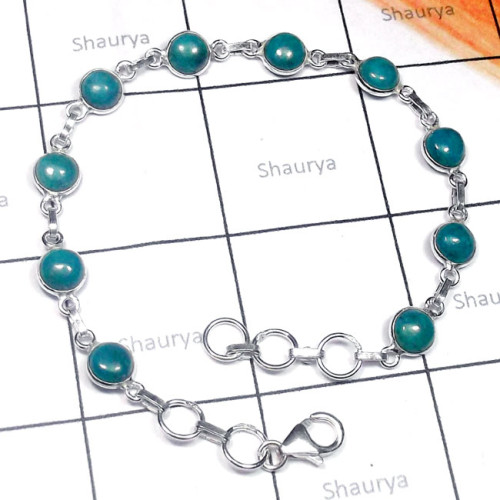 Blue Turquoise G - SBB991-Small Size Gemstone Sterling Silver Bejal Bracelet Blue Turquoise G - SBB991-Small Size Gemstone Sterling Silver Bejal Bracelet