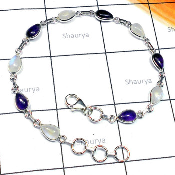 Multi Cab Gemstone D - SBB990-Exclusive Silver Semiprecious Gemstone Pretty Bejal Brace Multi Cab Gemstone D - SBB990-Exclusive Silver Semiprecious Gemstone Pretty Bejal Brace