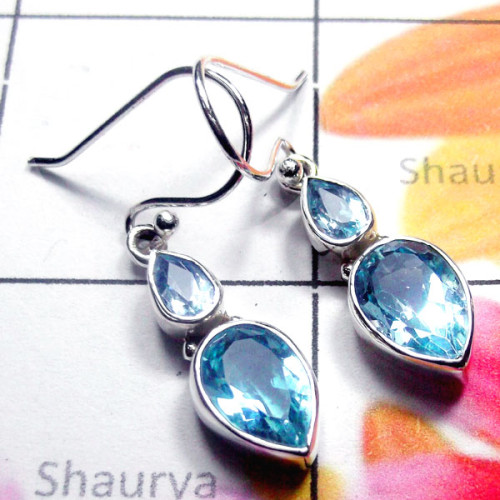Blue Topaz D - SDE948-Small Size Lovely Gemstone Pretty Earring