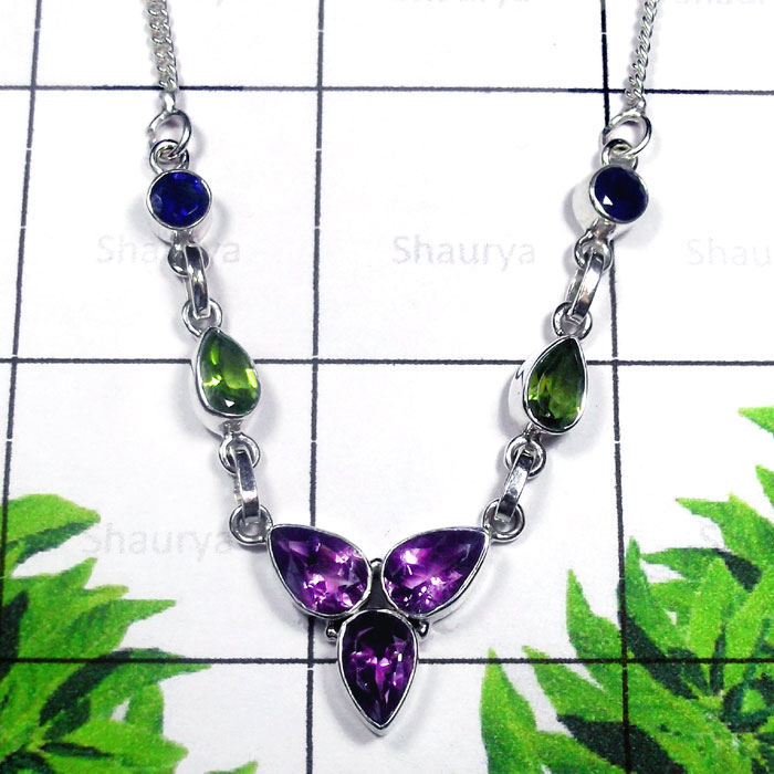 Amethyst A - SDN995-Exclusive Silver Semiprecious Gemstone Gorgeous Necklace Amethyst A - SDN995-Exclusive Silver Semiprecious Gemstone Gorgeous Necklace