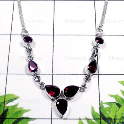 Garnet E - SDN995-Exclusive Silver Semiprecious Gemstone Gorgeous Necklace