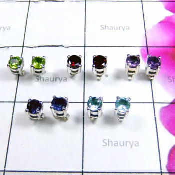 Multi Cut Gmestone O - SVP989-Small Size Cut Gemstone Pretty Stud Earring Lot Multi Cut Gmestone O - SVP989-Small Size Cut Gemstone Pretty Stud Earring Lot