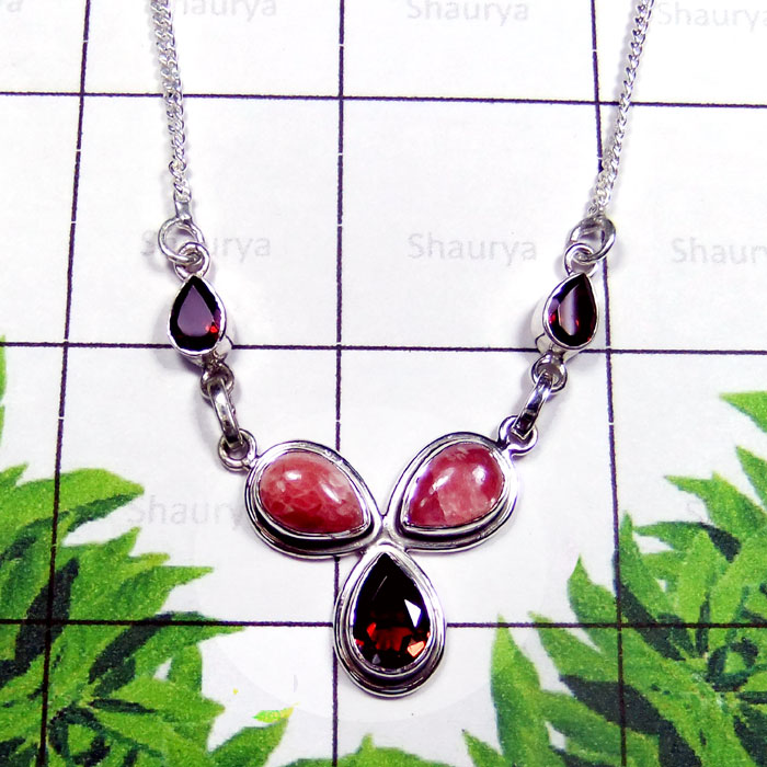 Rodochrosite B - SDN991-Sterling Silver Semiprecious Gemstone Stylish Necklace Rodochrosite B - SDN991-Sterling Silver Semiprecious Gemstone Stylish Necklace