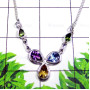 Multi Cut Gemstone E - SDN991-Sterling Silver Semiprecious Gemstone Stylish Necklace