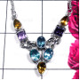 Multi Cut Gmestone B - SDN990-Semiprecious Gemstone Sterling Silver Elegant Necklace