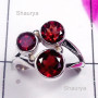 Garnet D - SDR982-Exclusive Silver Semiprecious Gemstone Trendy Ring