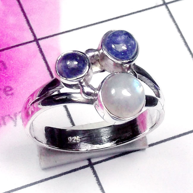 Rainbow n Tanzanite E - SDR982-Exclusive Silver Semiprecious Gemstone Trendy Ring Rainbow n Tanzanite E - SDR982-Exclusive Silver Semiprecious Gemstone Trendy Ring