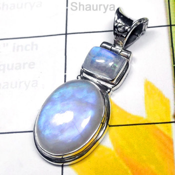 Rainbow Moonstone O - SD923-Semiprecious Gemstone Sterling Silver Stunning Pendant Rainbow Moonstone O - SD923-Semiprecious Gemstone Sterling Silver Stunning Pendant