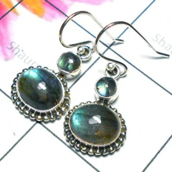 Labradorite D - SDE941-Fabulous Oxidized Earring with Natural Gemstone Labradorite D - SDE941-Fabulous Oxidized Earring with Natural Gemstone