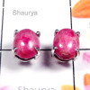 Rodochrosite O - SSE992-Sterling Silver 9x11 mm Gemstone Stud Earring