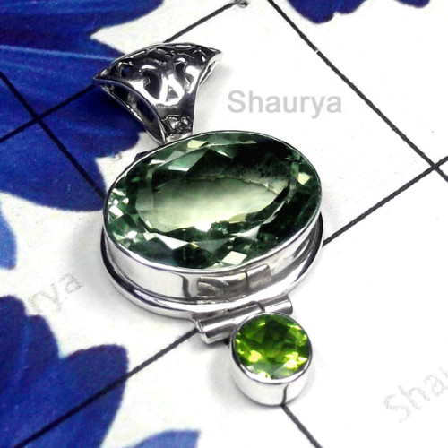 Green Amethyst D - SD919-Semiprecious Gemstone Sterling Silver Stunning Pendant Green Amethyst D - SD919-Semiprecious Gemstone Sterling Silver Stunning Pendant
